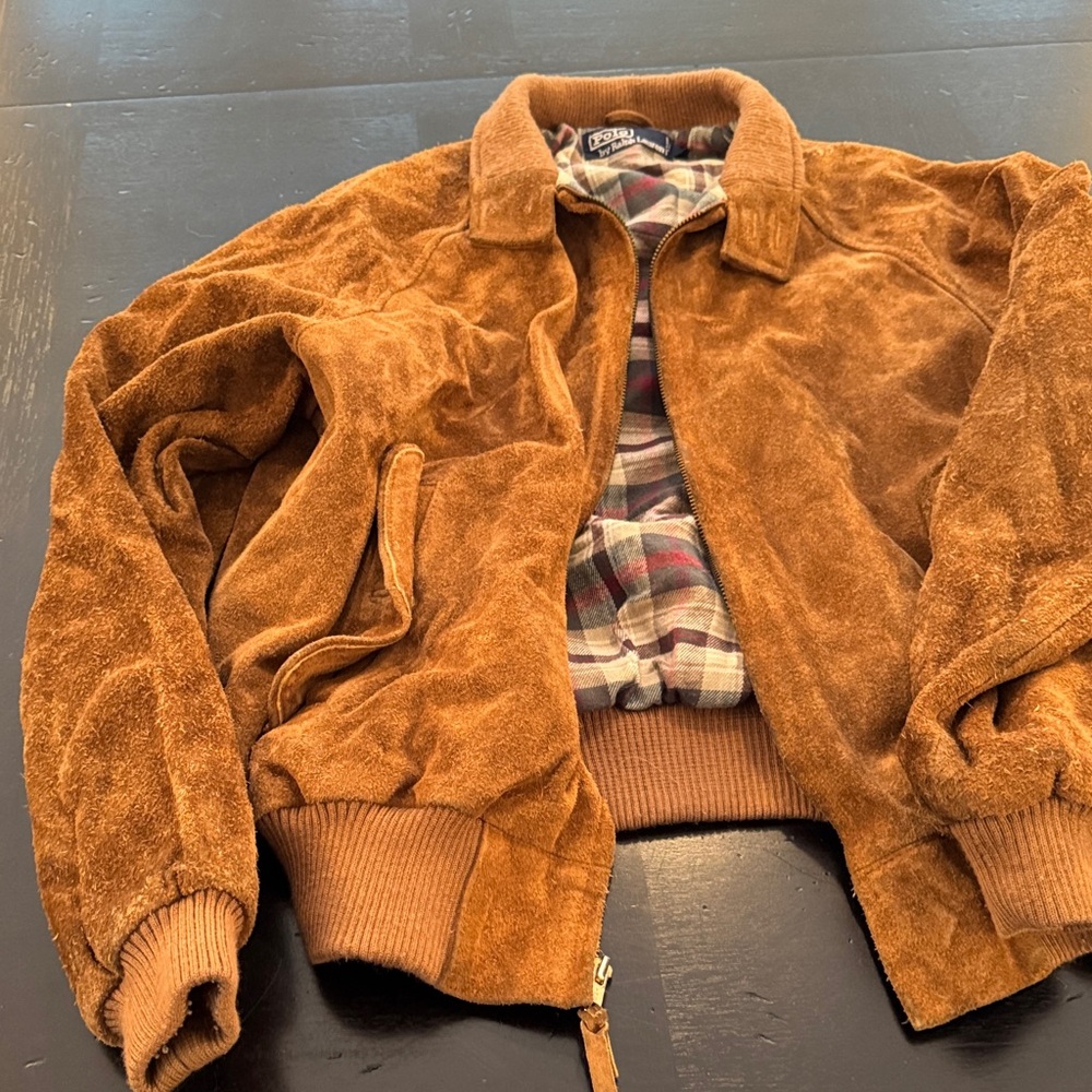 Polo Ralph Lauren Tan Suede Bomber Jacket